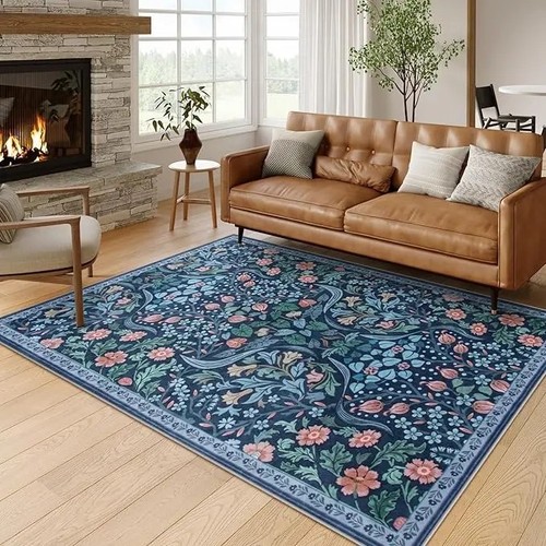 Floral carpet mat - floral, flannel