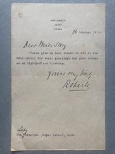 Lord Frederick Sleigh Roberts, VC, Victoria Cross Winner, SIGNED letter, 1913