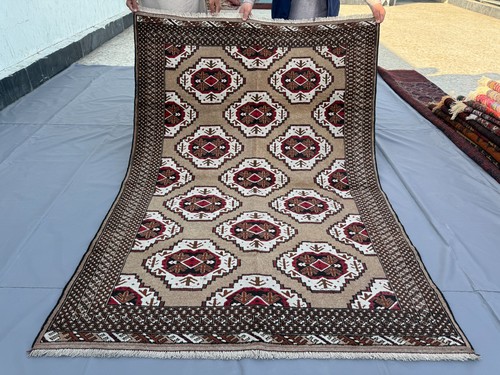 Beige hand knotted afghan - beige,