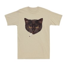Smoking Cat Y2K Black Cat Smoking Cigarette Cat Lovers Gift Retro Men's T-Shirt