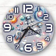 Boy's Space Rocket Astronaut Personalised Gift For Kid's Bedroom Clock