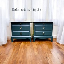 Stag Minstrel Bedside Tables  with tea trays PAINTED TO ORDER 