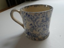 Vintage 1980’s spongeware mug Brixton Pottery 1/4 pint - Blue sponge marks