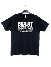 Resist Digital Surveillance No To Digital ID Black T-Shirt XXL Slim/XL