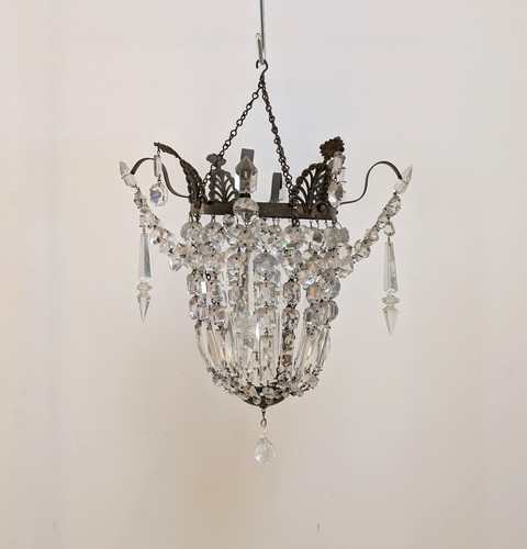 Vintage chandelier brass crown - chandelier,