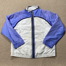 Vintage Fila Tracksuit Top Womens Large White Lilac Shell Track Jacket 90s