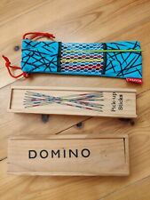 3 x Traditional Wooden Toys. Domino & 2 Set Pick Up Sticks In Wooded  Box. VGC