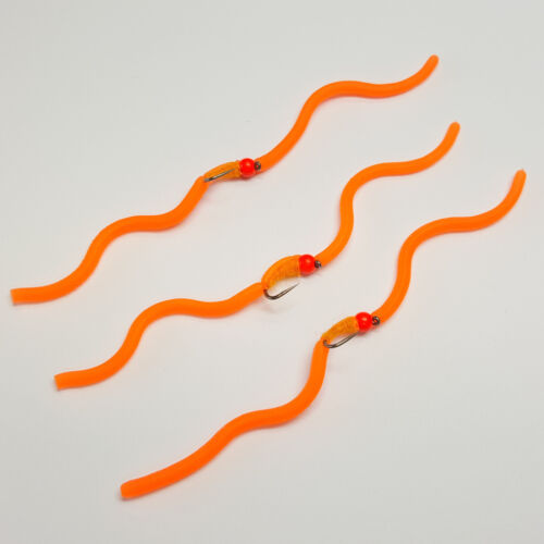 Barbless orange squirmy - barbless,
