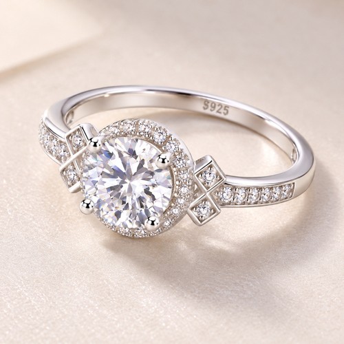 Halo moissanite ring 1ct s925 - ring,