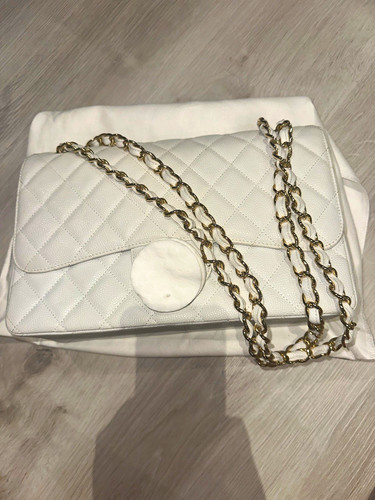 White leather quilted - leather,