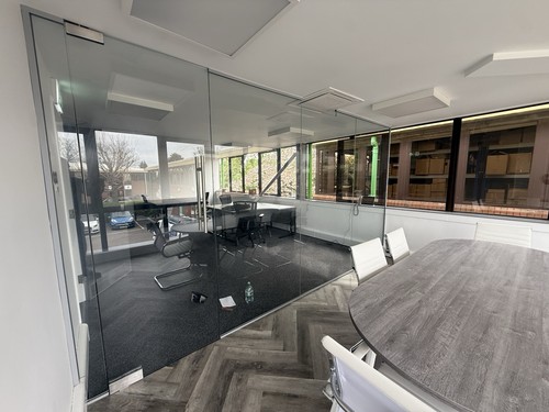 Glass partition installation - glass,