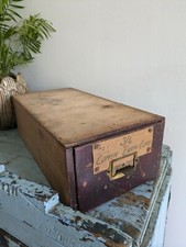 Vintage Wood Drawer Index Card File Library Cabinet Furniture Desk Storage Offic