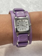 Ladies Fossil Quartz Watch JR-9286 Purple Strap Date small wrist Square face p10