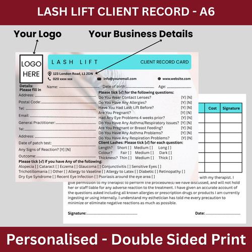 Lash lift client - lift, record