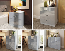 Grey High Gloss 2-8 Drawer Chest of Drawers Bedside Cabinet Matt Frame