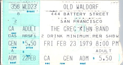 Greg kihn band concert ticket - kihn,