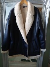 PLT BLACK FAUX LEATHER FUR LINED JACKET SIZE 14