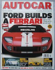 Autocar magazine 4 June 2003 featuring Ford GT, TVR T350C, Lamborghini Gallardo