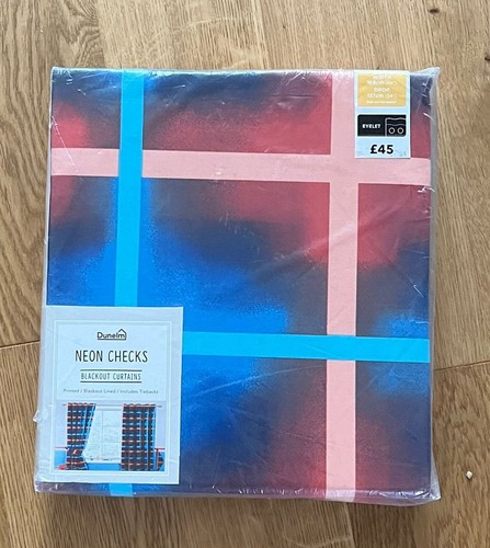 Dunelm red blue neon checks - &,