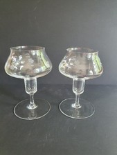 Vintage Art Deco Style Riedel Crystal Candle Holders Etched Flowers