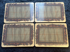 Set of 4 Melamine Table Mats/Placemats-Beige Plaid Pattern-Araminta Campbell