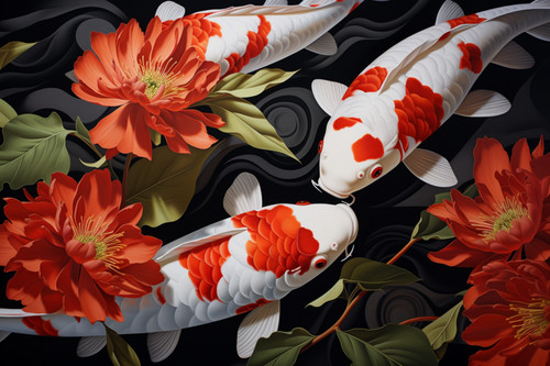 Japanese koi carp fish canvas - japanese,