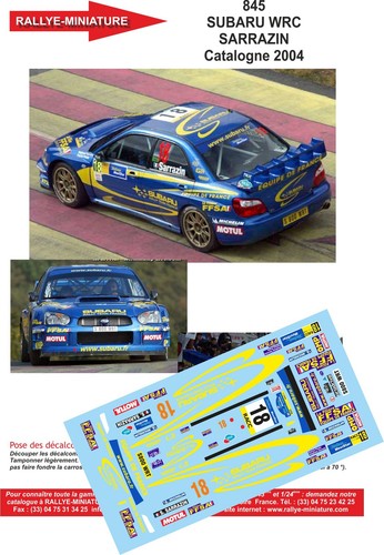 Decals ref 0845 subaru - 1/24,