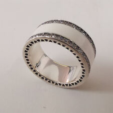   silver cz pandora pearlescent hearts band ring 