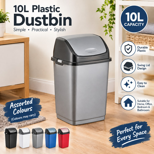 10l plastic dustbin waste bin - plastic,