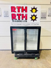 LEC ~ Double Glass Door Bottle Cooler  Undercounter Display Fridge Chiller £300V