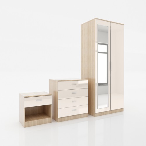Oak cream gloss - gloss, bedroom