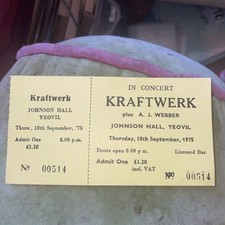 Kraftwerk 1975 Johnson Hall, Yeovil complete Concert Ticket