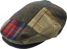 TWEED Patchwork FLAT CAP VINTAGE HERRINGBONE WOOL MIX GATSBY BAKER BOY NEWSBOY