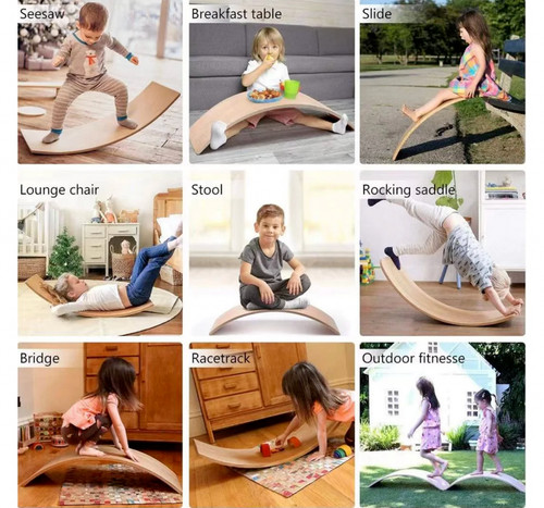 Multi use wooden balance board - wooden,