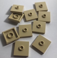 10 x Lego Light Tan Tile with Stud 2 x 2, Part 23893, City, Classic, Starwars