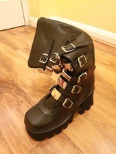 High Platform Cosplay Goth Black Buckle Zip Boots