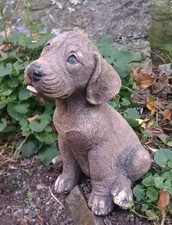 SITTING  STONE  CONCRETE  DOG STATUE  GARDEN SCULPTURE...