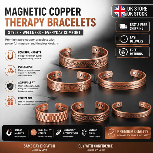 Mens copper magnetic bracelet - mens,