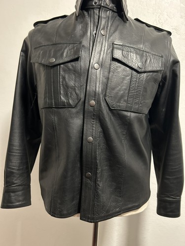 Vtg leather biker - shirt, mens