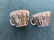 2 x Harvey Nichols Foodmarket Surfer Men B&W Art Coffee Mugs 7oz Cappuccino Cups