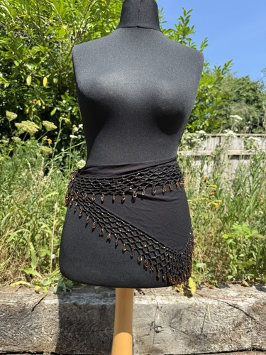 Vintage black boho beaded - boho,