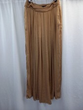 Zara women pleated waist tan cream natural maxi length size xs studio BNWT