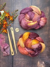 2 x Hand Dyed Merino Silk 70/30 Wool Roving Spinning Felt  Weaving Fibres  #25