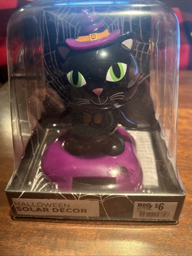 Halloween black kitty - black, solar