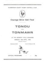 Tondu v Tonmawr (Glamorgan Silver Ball Final) 19 Apr 1993 RUGBY PROGRAMME