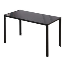 Modern 4 Seater Dining Table - Tempered Glass Top, Steel Frame, 75H x 120L cm