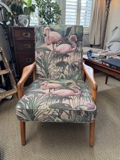 Antique Original Danish Armchair Reupholstered Mid Century Modern