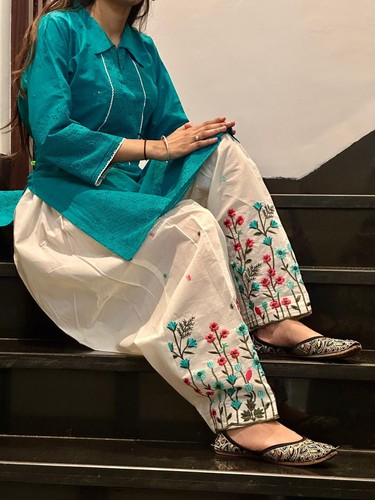 Pure cotton chikan - pure, embroidered