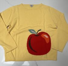 Kitted in Cashmere Women's Big Apple Print Jumper, Yellow, Size 1 (UK 8-10) NEW