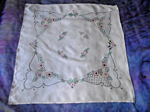 Vtg ecru linen partially - partially, hand